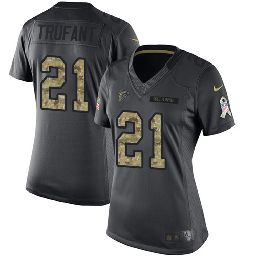 Nike Falcons #21 Desmond Trufant Black Women's Stitched NFL Limited 2016 Salute to Service Jersey